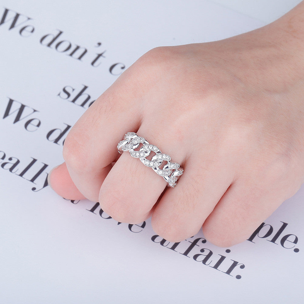 VVS Diamond CZ Cuban Link 14k Gold 925 Silver Chain Iced Blinged Out Rings