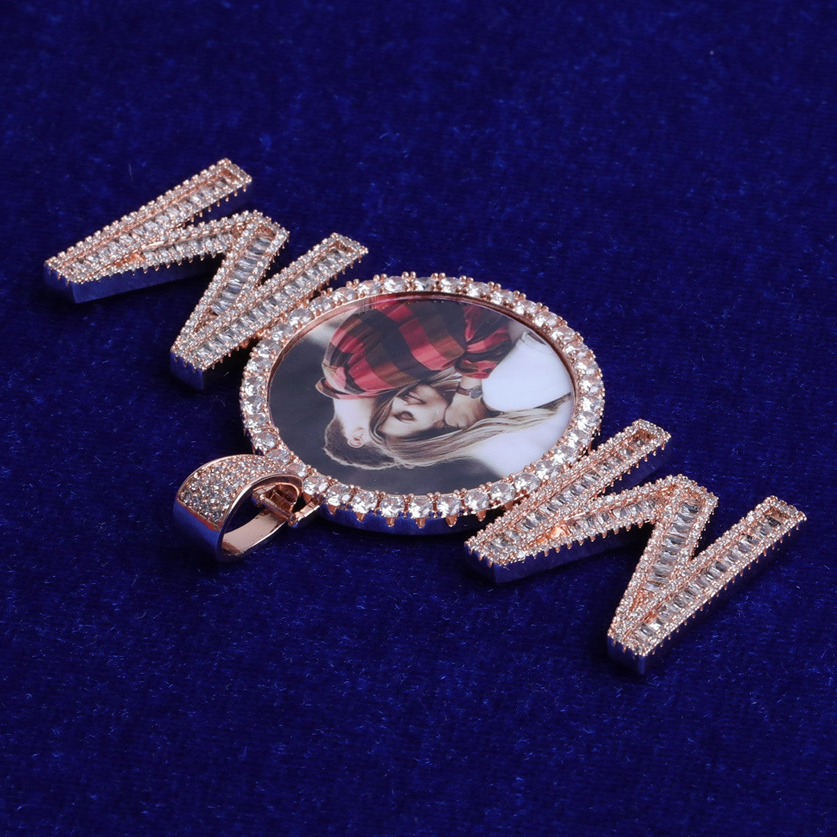 Flooded Ice MOM Hip Hop Custom Photo Medallion Pendant Chain Necklace