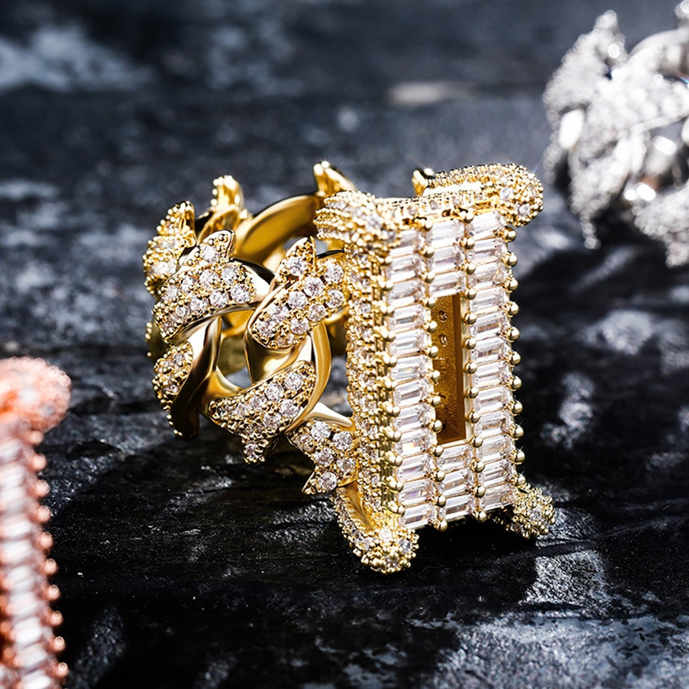 Ultra Ice Baguette Crown of Thorns Hip Hop Rings