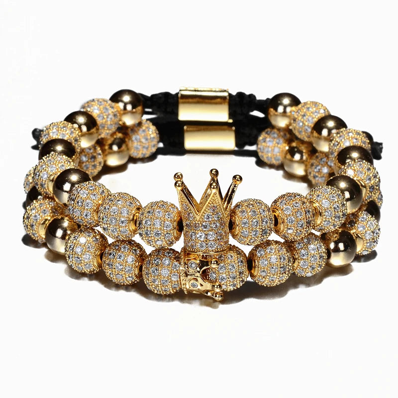 Claim The Throne | Luxury Crown Charm VVS Diamond CZ Iced Blinged Out Bracelet