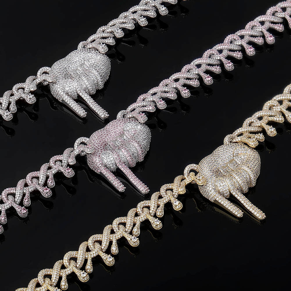 Flooded Ice All Drip Drop Drooling Lips Hip Hip 14k White Yellow Rose Gold Bling Chain Necklaces