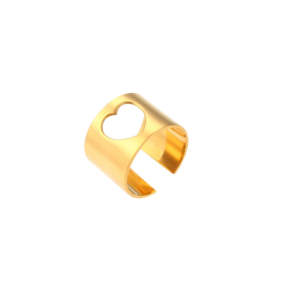 18k Gold Waterproof Stainless Steel Fine Polished Moon Star Heart Flower Adjustable Rings