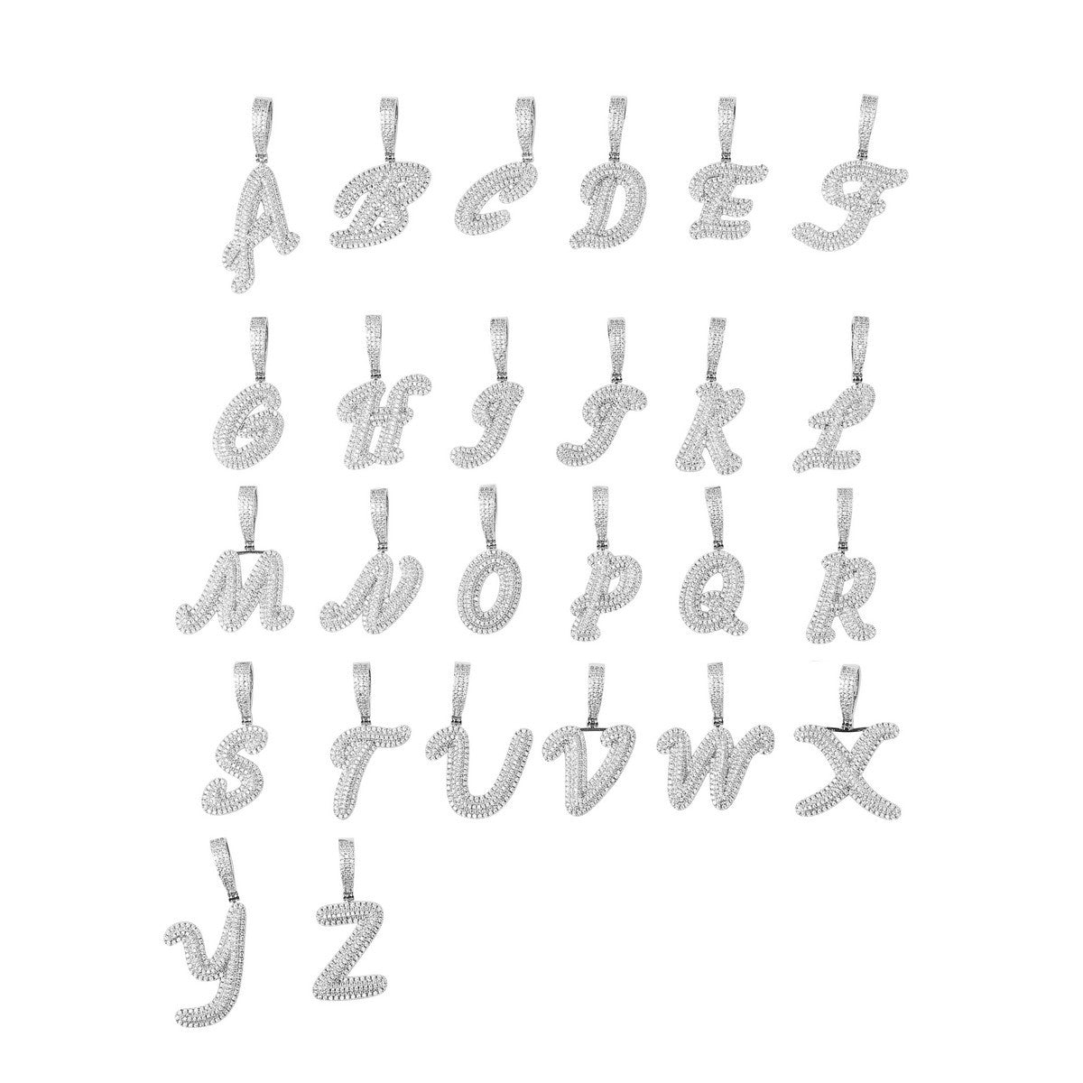 Solo Script II | Single Scripted Raised Letter Iced Blinged Out Box Link Chain Pendant