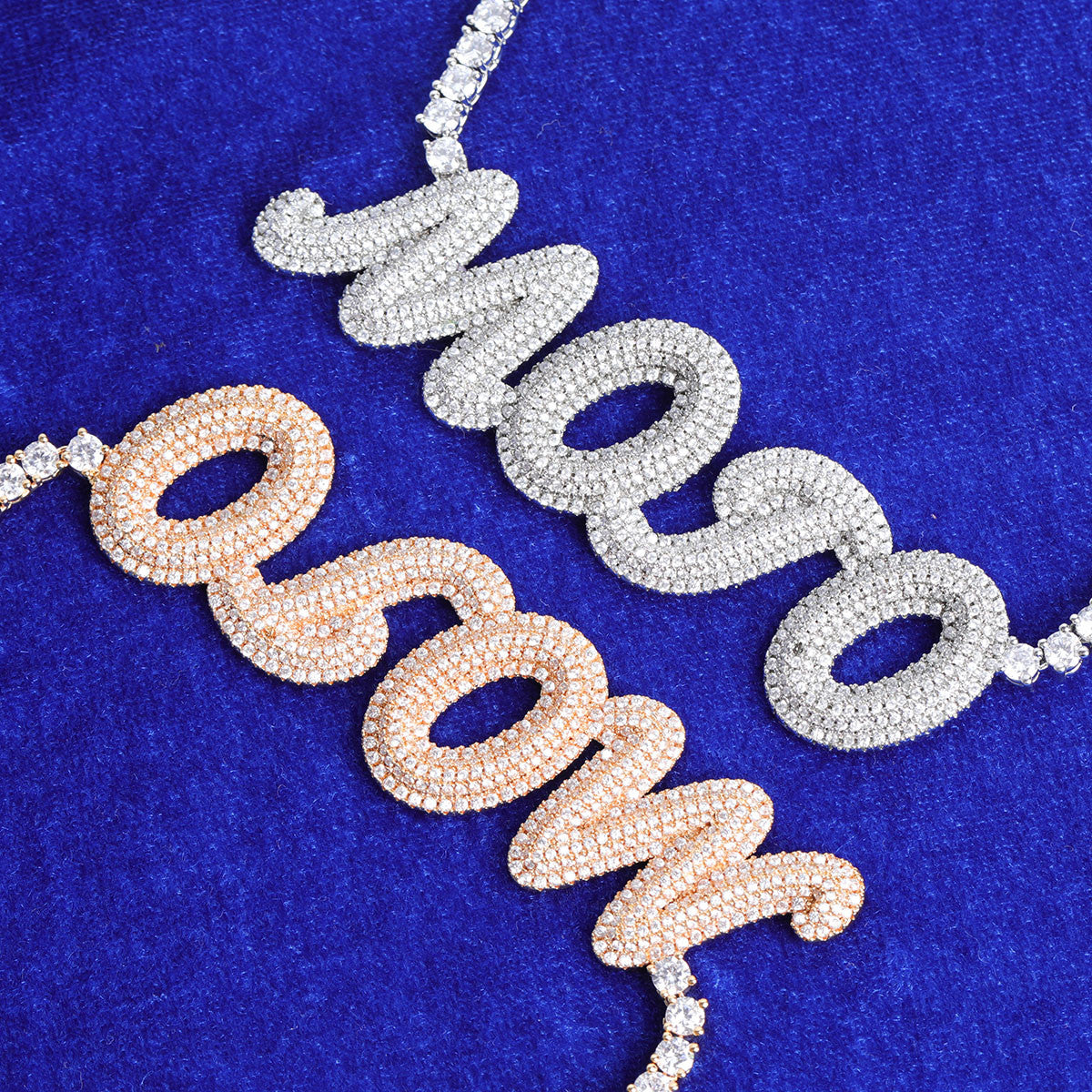 My Mojo | VVS Diamond CZ Two Layered Custom 4 Prong Set Nameplate Pendant