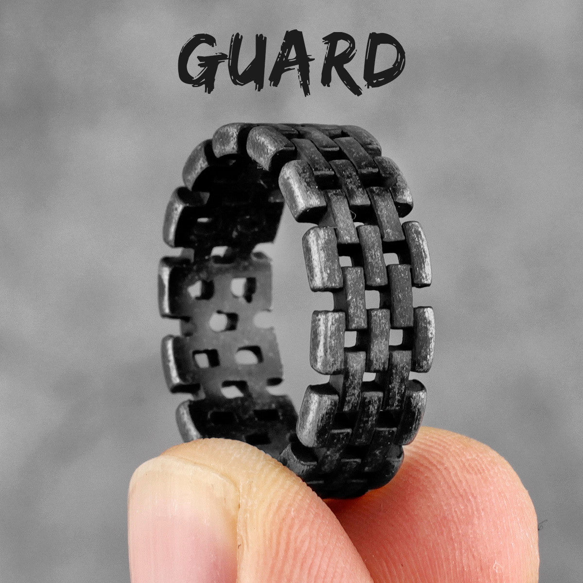 On Guard | 316L Vintage Look Black Hollow Solid Stainless Steel Hip Hop Rings