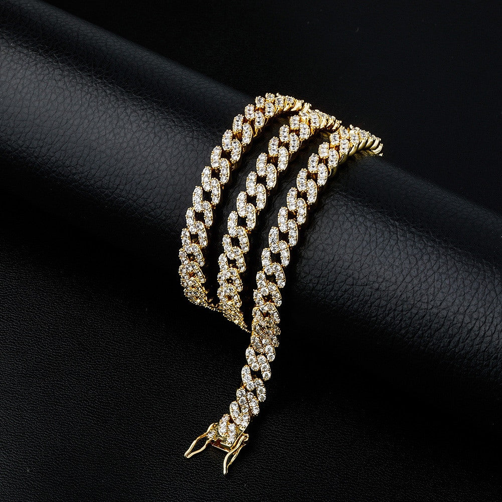 8mm Full Flooded Ice Close Cut Prong Set Hip Hop Cuban Link Chain Necklaces