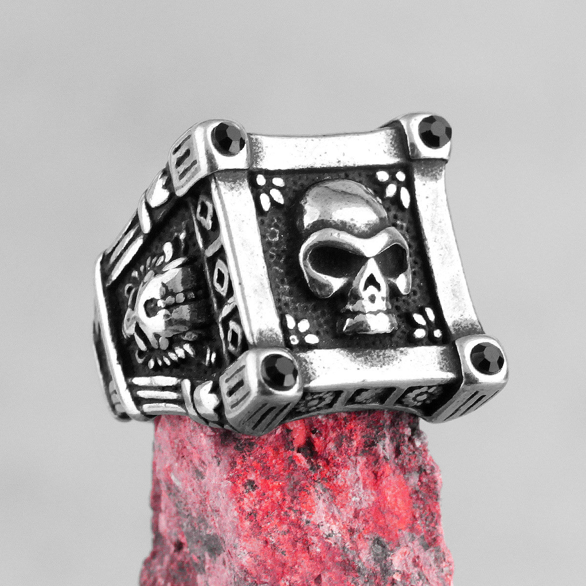 Dominant Life | Men&#39;s Skull Black Zircon No Fade Stainless Steel Unique Style Rings