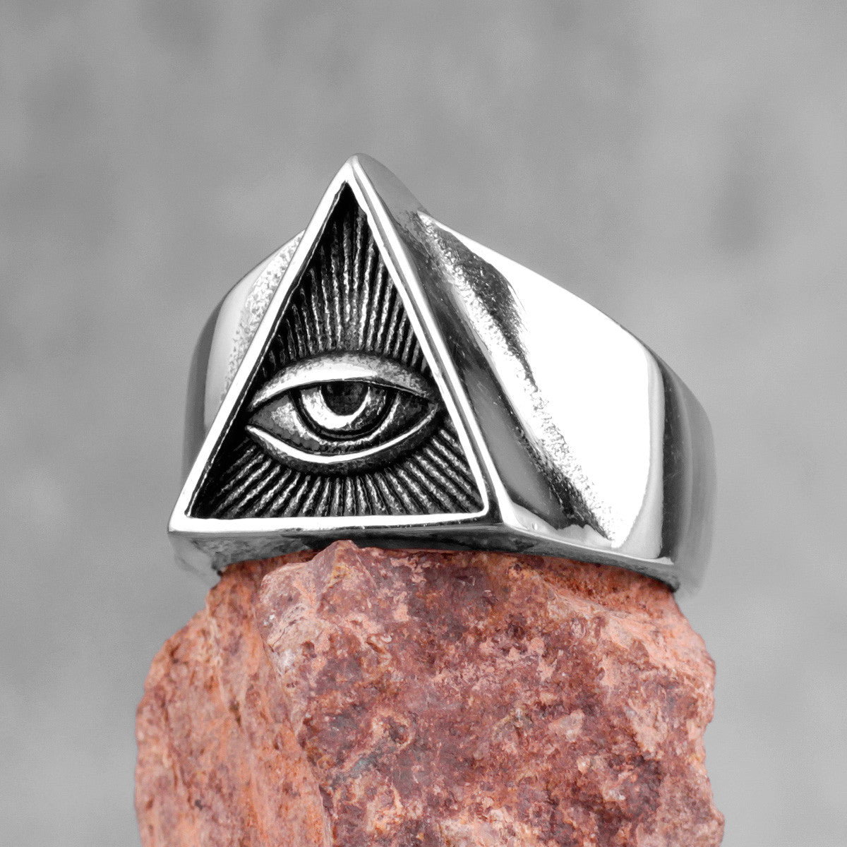 Freemason Illuminati | 316L No Fade Stainless Steel Triangle Masonic All Seeing Eye Rings