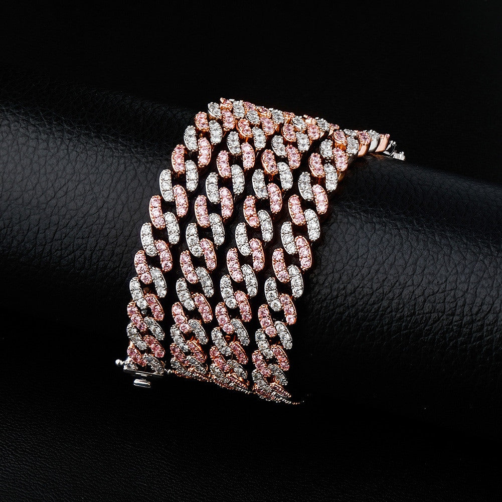 8mm Full Flooded Ice Close Cut Prong Set Hip Hop Cuban Link Chain Necklaces