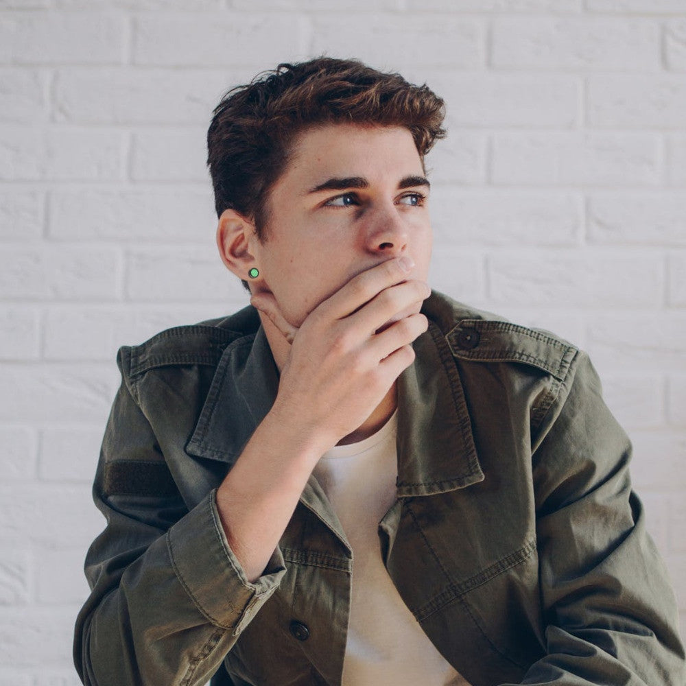 Fashion Stainless Steel No Fade Dumbbell Screw Back Turquoise Black Brown Earrings