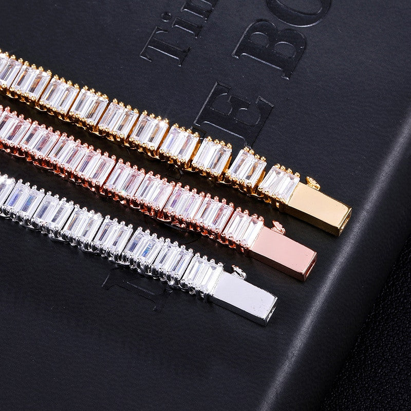 All Square Baguette Hip Hop 6MM Tennis Style Designer Link Chain Necklace