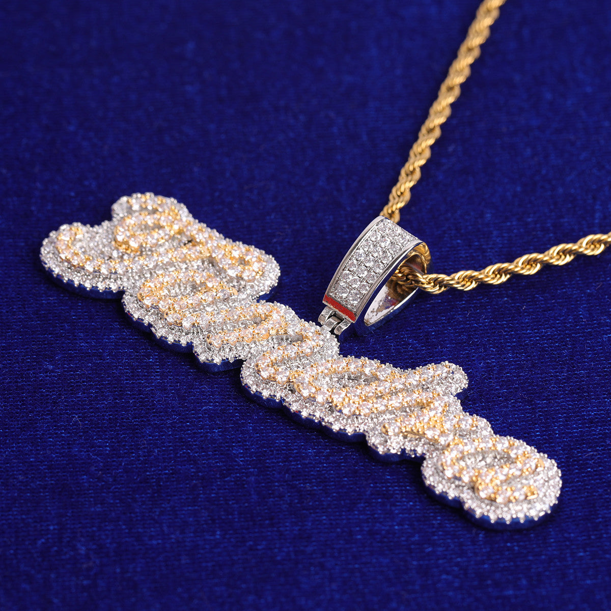 Cluster Drip | Iced Two Layer VVS Diamond CZ Blinged Out Nameplate Pendant