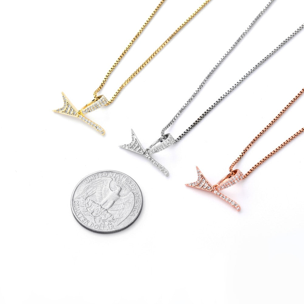 White Rose Gold Silver 925 Sterling Silver 80's Rocker Guitar Street Rock Micro Pendant Chain Necklace