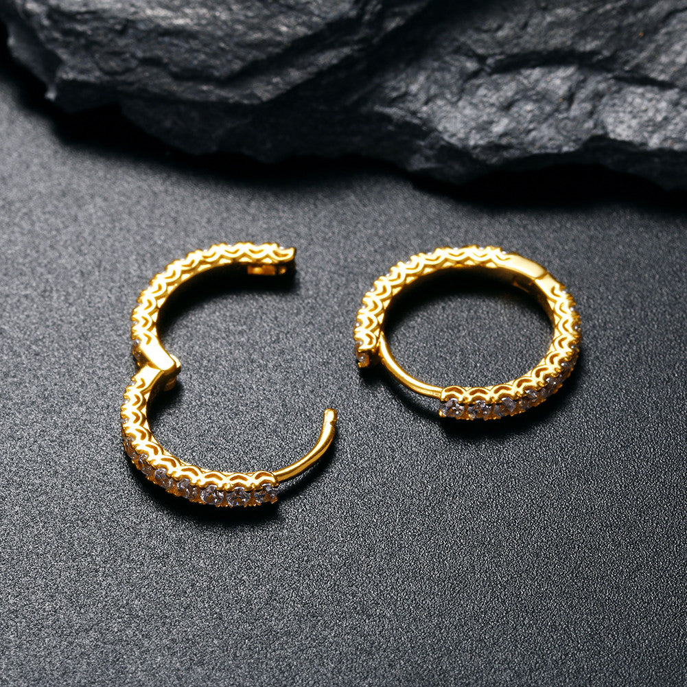 Hoop Classic | 925 Sterling Silver Prong Set Round Stud VVS Diamond CZ Hoop Earrings