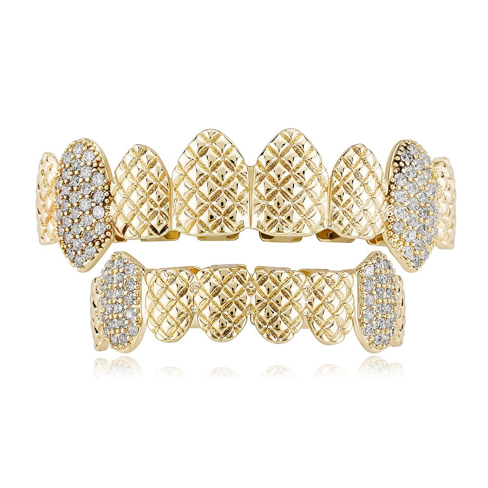 New Flooded Ice Diamond Cut Hip Hop K9 Vampire Tooth Hip Hop Iced Out Teeth Grillz