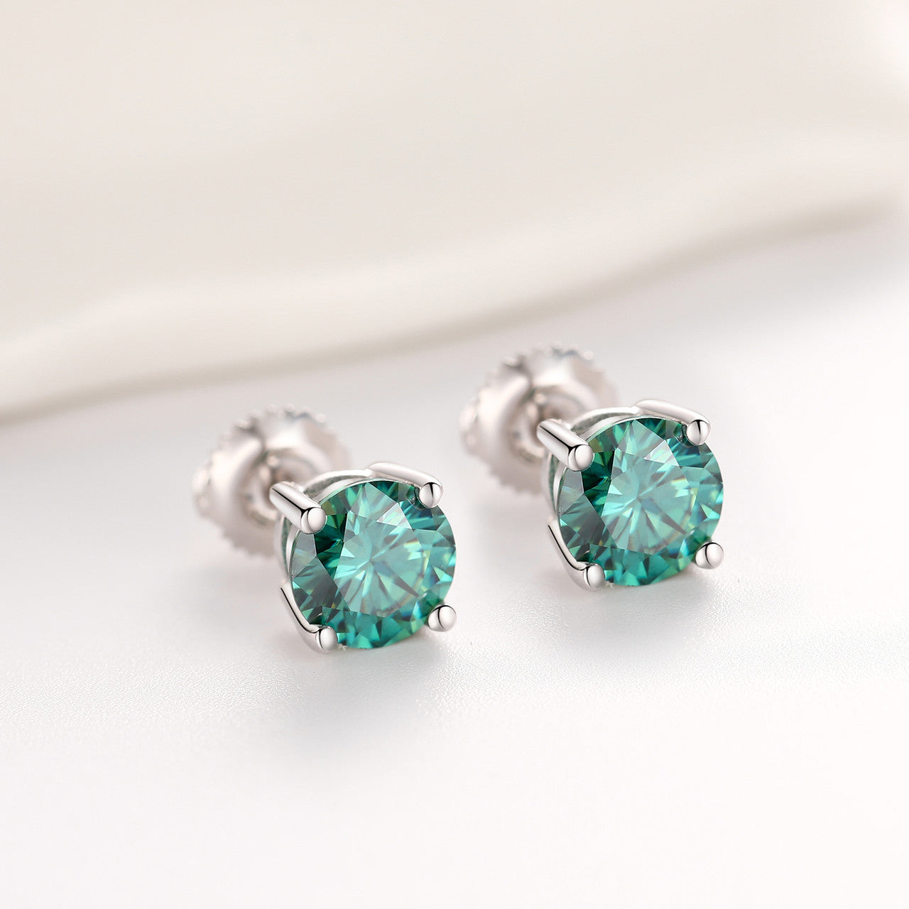 VVS 1CT Pink Yellow Green Blue Moissanite Diamond Stud Earrings