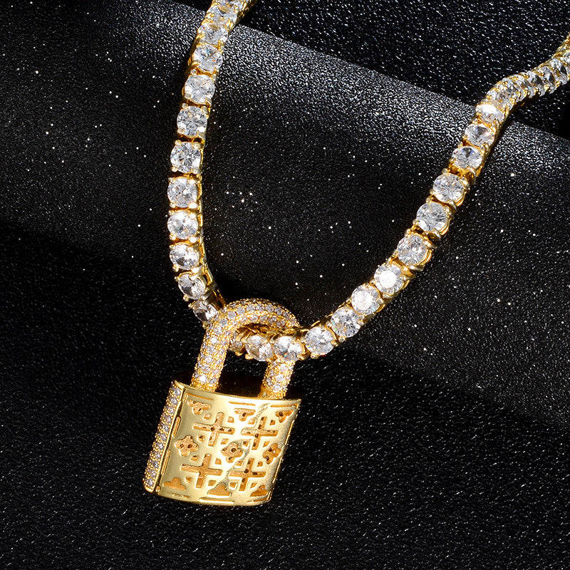 Game On Lock AAA Micro Pave Flooded Ice 18k Gold .925 Silver Hip Hop Pendant