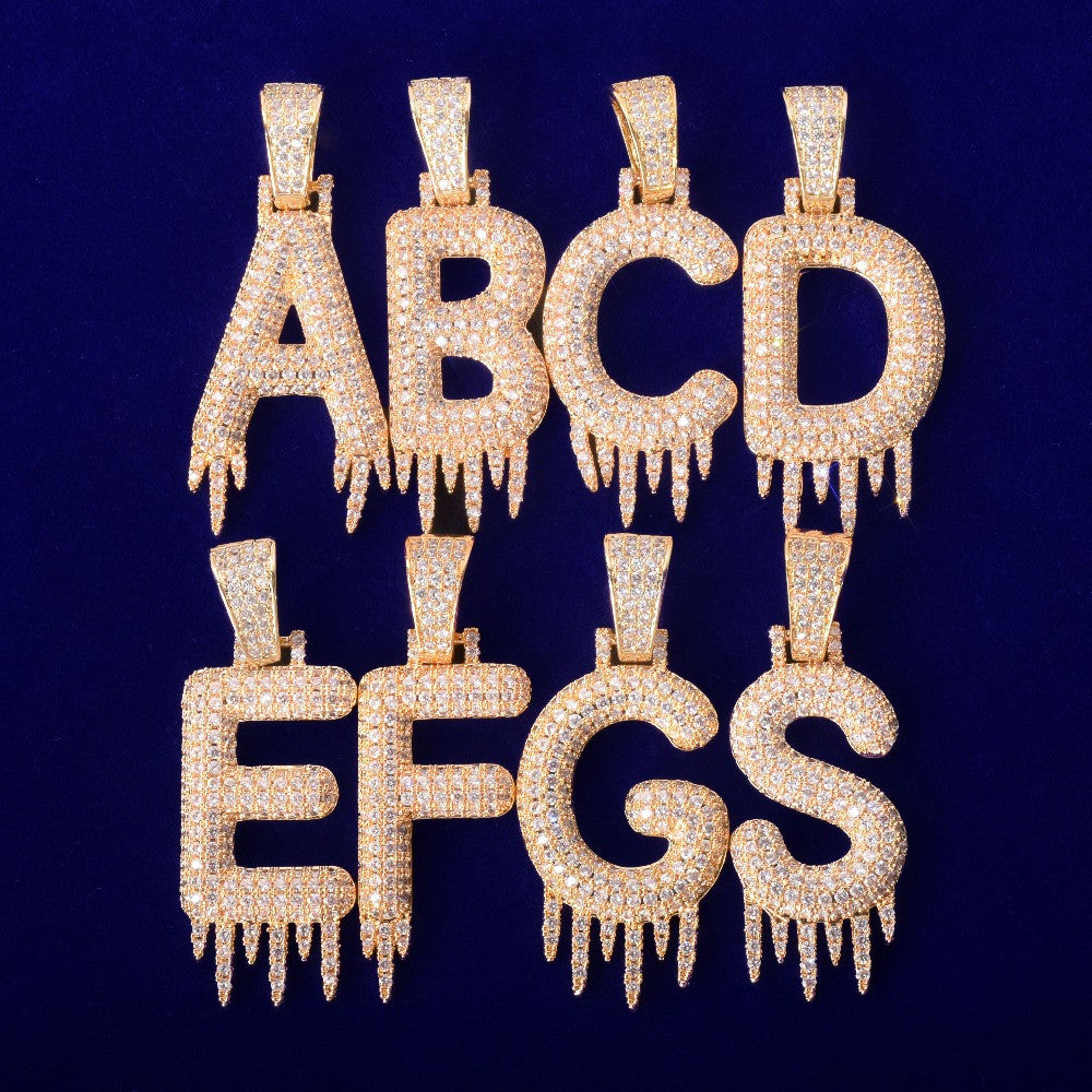 Ice Sickle | Iced VVS Diamond CZ Blinged Out Solid Back Prong Set Initial Pendants