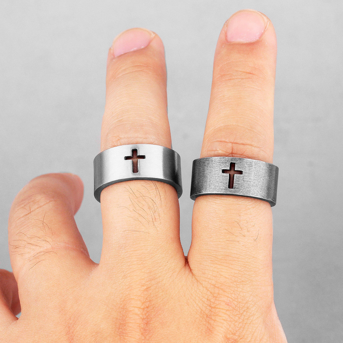 Mens 316L Stainless Steel Cross Crown No Fade Street Wear Rings