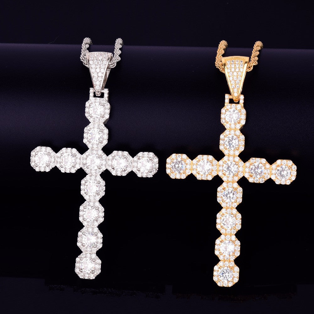 18k Gold .925 Silver AAA Micro Pave Hip Hop Cuban Pendant Chain Necklace