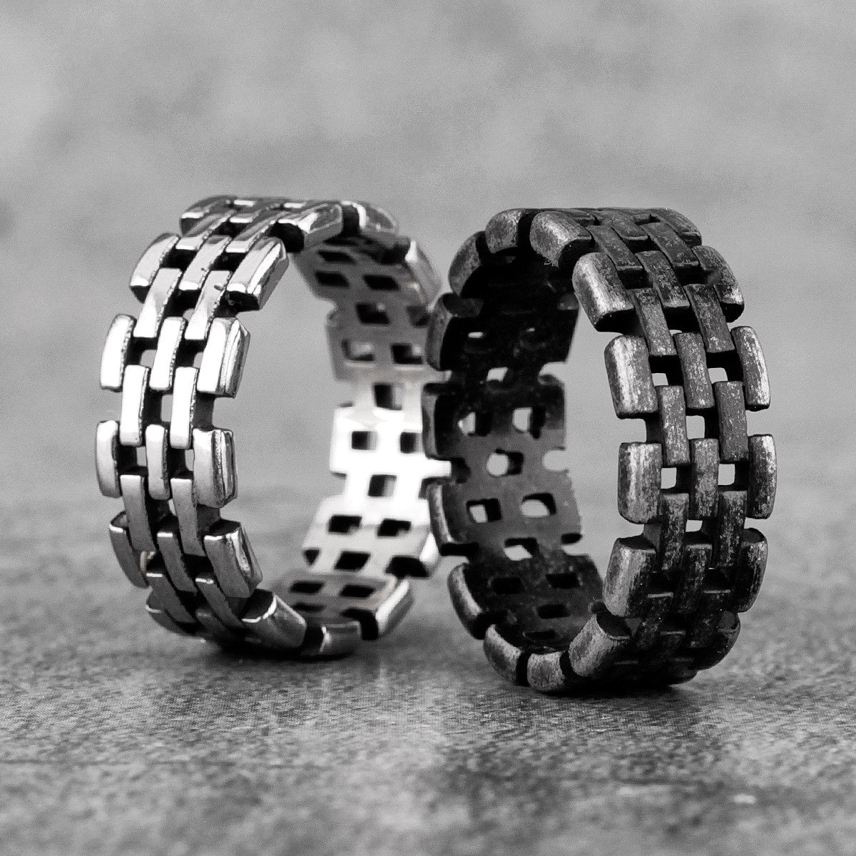 On Guard | 316L Vintage Look Black Hollow Solid Stainless Steel Hip Hop Rings