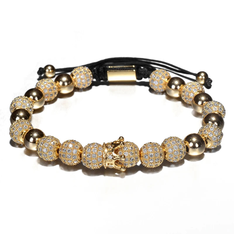 Claim The Throne | Luxury Crown Charm VVS Diamond CZ Iced Blinged Out Bracelet