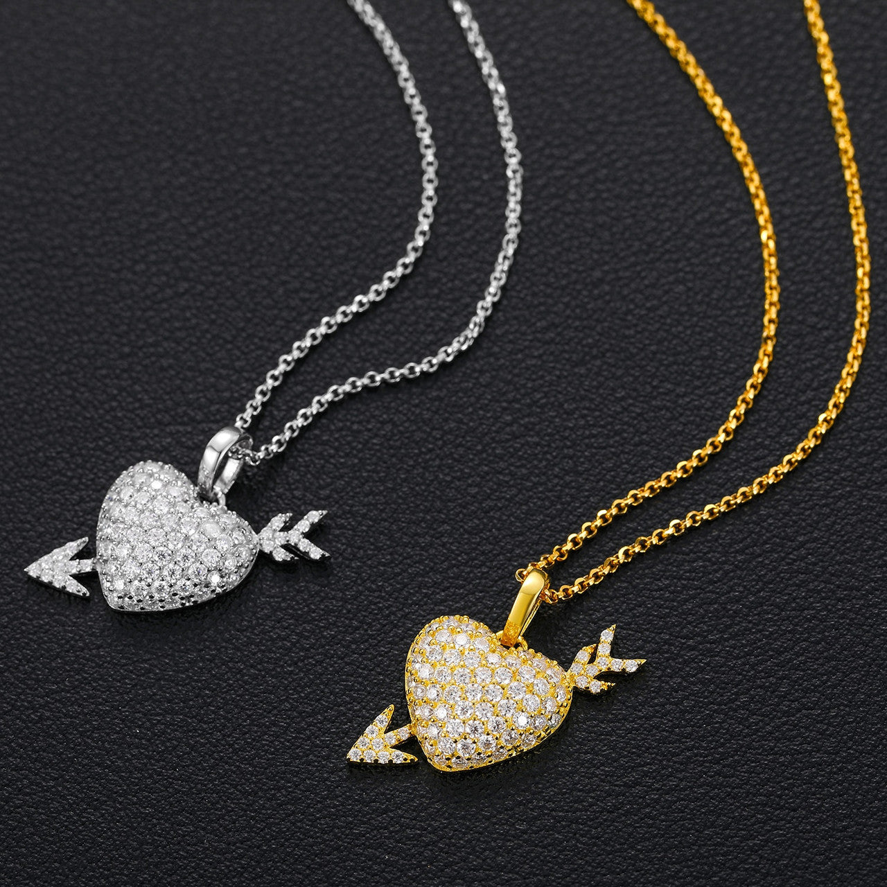 Ladies Love Found Me Genuine VVS Diamond Solid Sterling Silver Heart Arrow Necklace