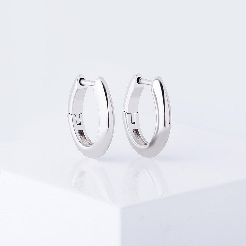 Solid .925 Sterling Silver Oval Loop Silver Gold Rose Gold Earrings