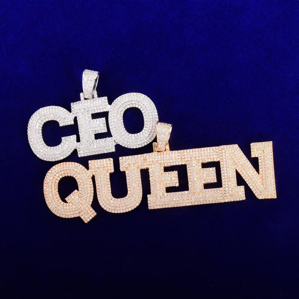 18k Gold 925 Silver Customized Name Drip Drop Graffiti Letter Hip Hop Iced Pendants