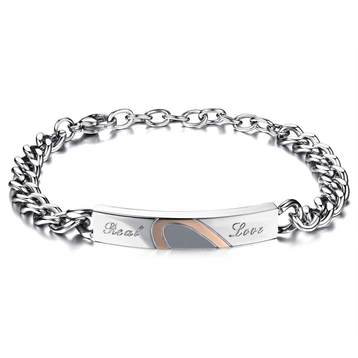 Couples Lovers Real Love No Fade Stainless Steel Heart Bracelet