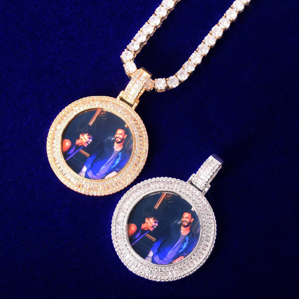 Frozen Reflections | Baguette Double Bezel Iced Custom Photo Pendant