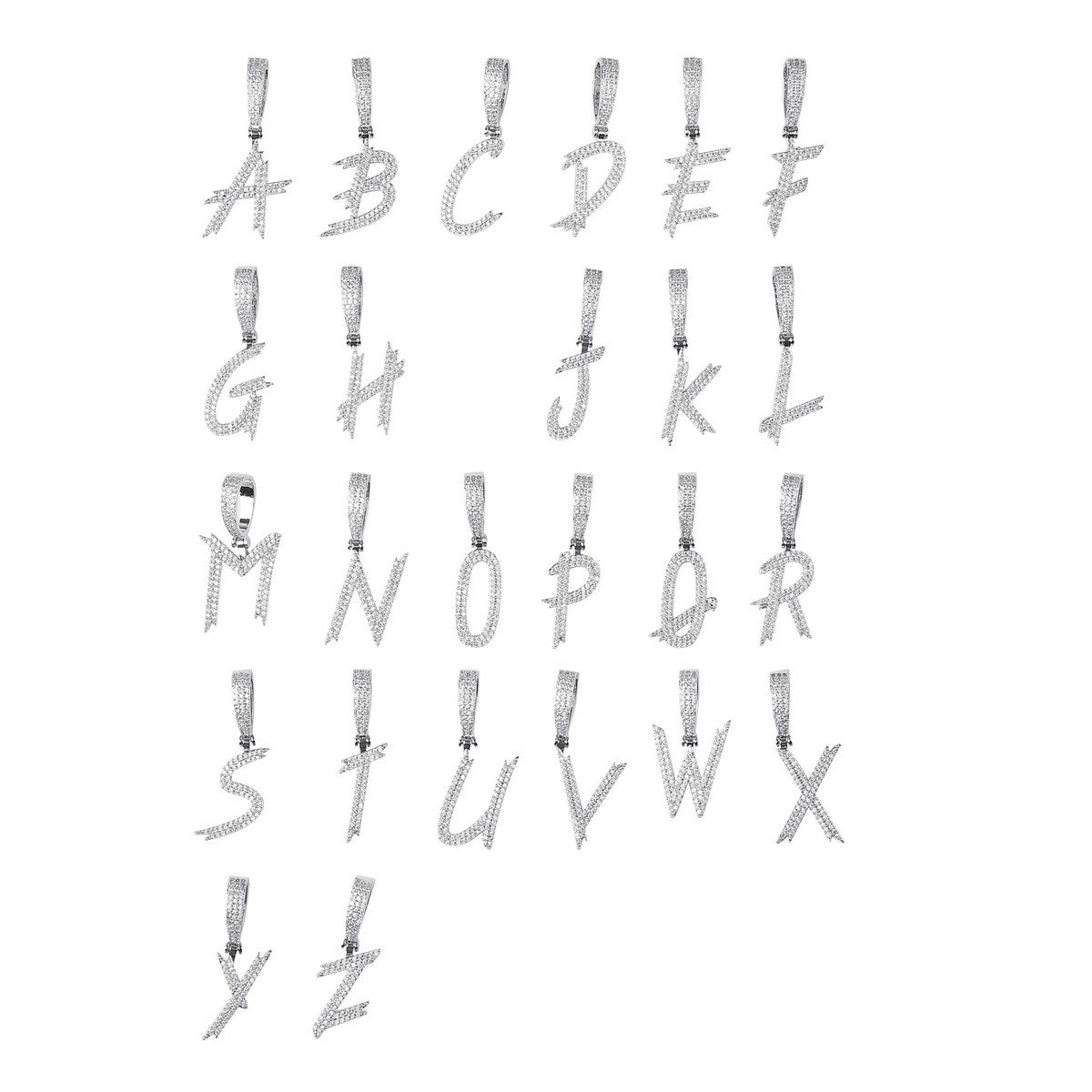 Solo Script | Single Scripted Letter Iced Blinged Out Box Link Chain Pendant