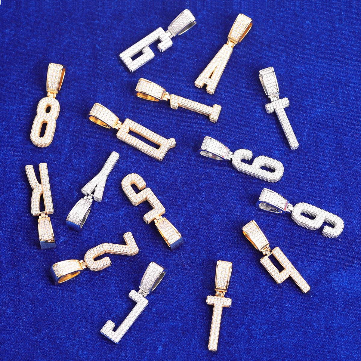 The Digits | VVS Diamond CZ Cluster Stone Number Iced Blinged Out Pendants