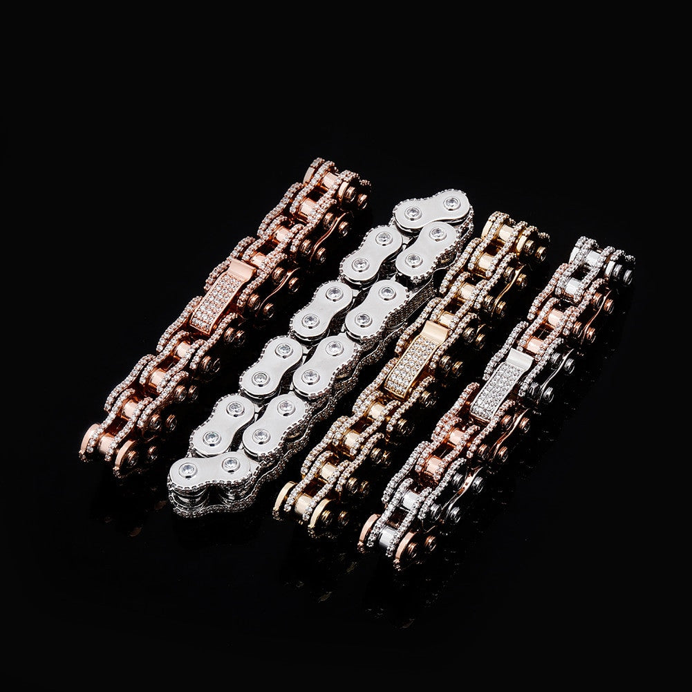 18mm 14k White Yellow Rose Gold Hip Hop Biker Boy Motorcycle Bike Chain Bracelet