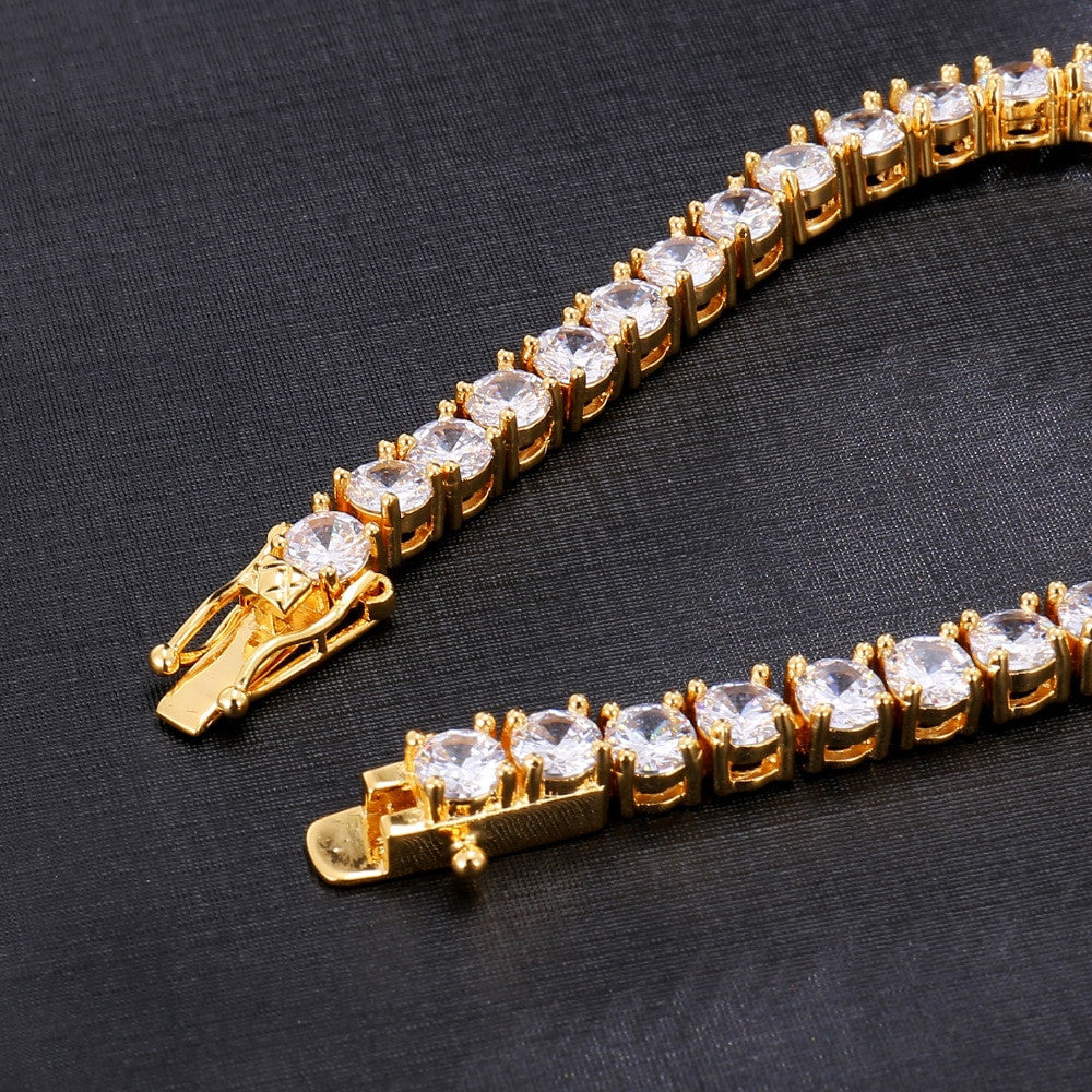 Iced Blinged Out 3mm 4mm 5mm 1 Row 14k Gold Silver Lab Diamond Tennis Bracelet