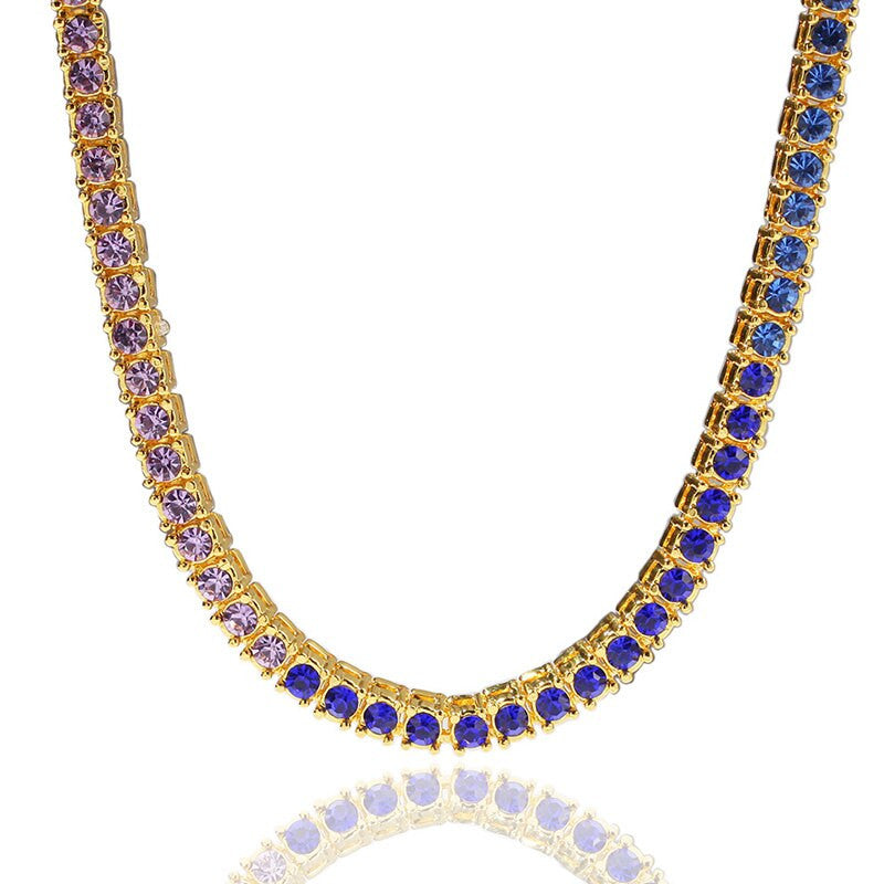 4mm Hip Hop Colorful Handset Flooded Ice Tennis Chain Bracelet Set Combo