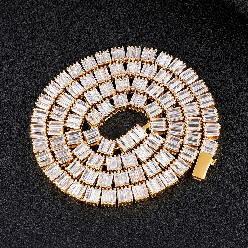 All Square Baguette Hip Hop 6MM Tennis Style Designer Link Chain Necklace