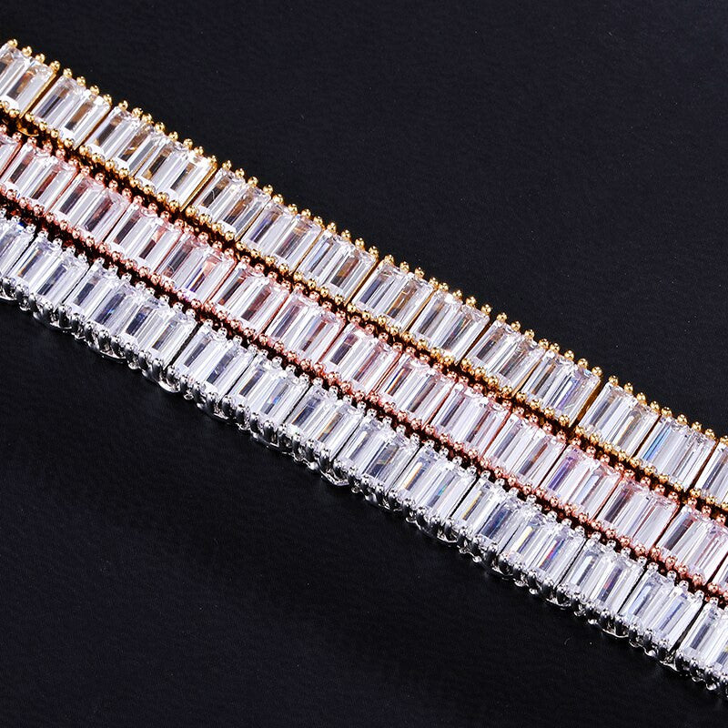 All Square Baguette Hip Hop 6MM Tennis Style Designer Link Chain Necklace