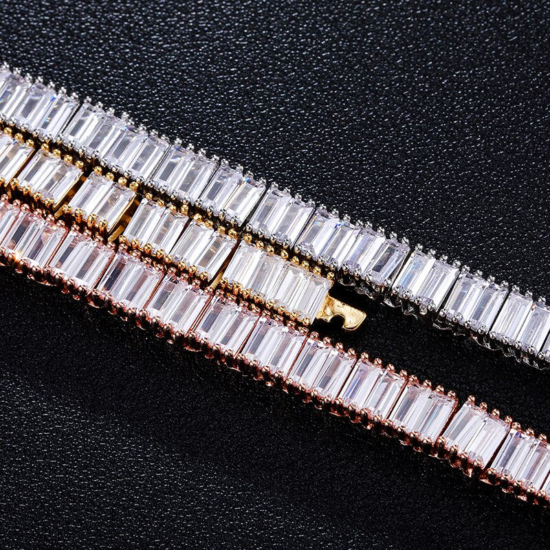 All Square Baguette Hip Hop 6MM Tennis Style Designer Link Chain Necklace