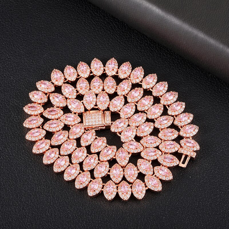 Flooded Ice Horse Eye 8mm AAA True Micro Pave Stone Bling Chain Necklace