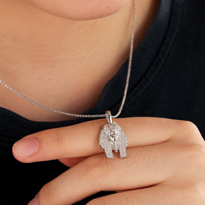 Genuine Lab Diamond Ancient African Egyptian Pharaoh King Tut Hip Hop Chain Necklace