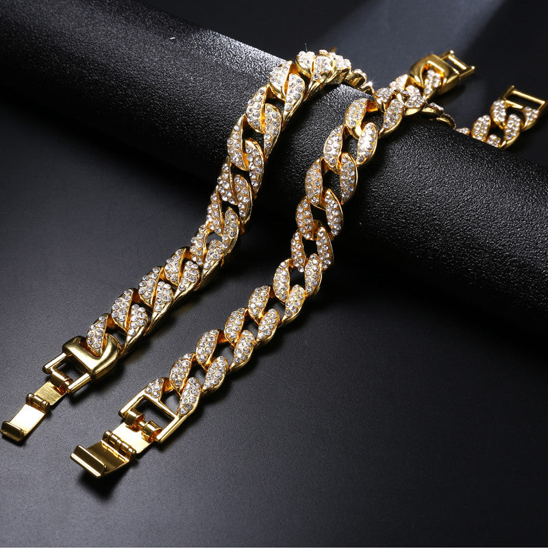  Lab Diamond Micro Pave 14k Gold Miami Cuban Link Chain Bracelet 