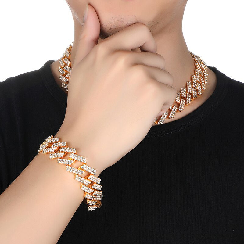 Big Boy Bling 19MM Heavy Iced Cuban Link Full AAA Stone Bracelets