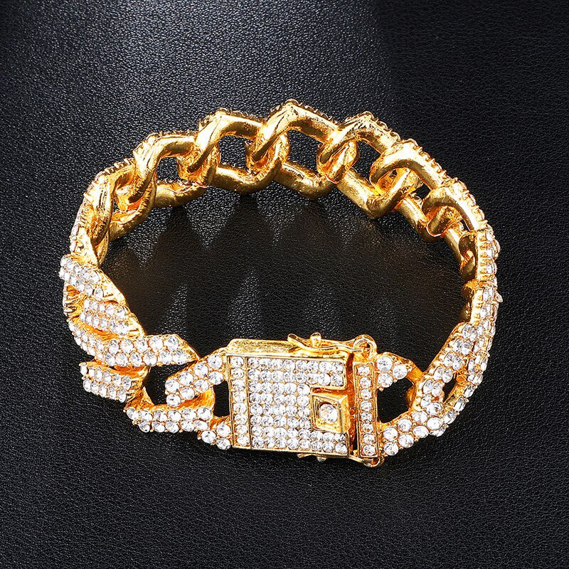 Big Boy Bling 19MM Heavy Iced Cuban Link Full AAA Stone Bracelets