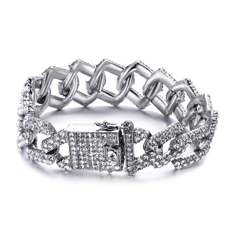 Big Boy Bling 19MM Heavy Iced Cuban Link Full AAA Stone Bracelets