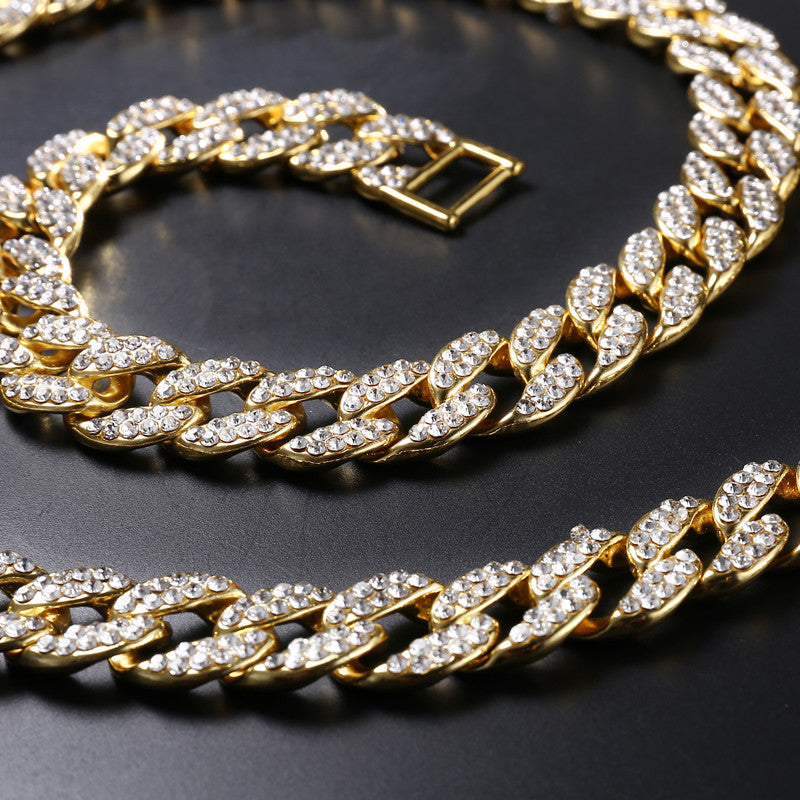 14k Gold .925 Silver 15mm 30inch Micro Pave Hip Hop Miami Curb Cuban Link Iced Out Chain Necklace