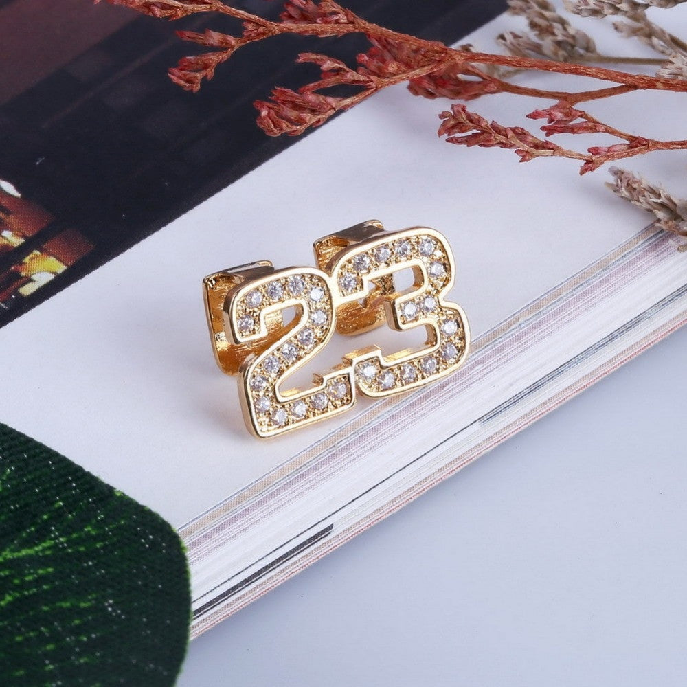 Hip Hop Micro Pave Simulate Diamond Bling Iced Out Number 23 Single Teeth Grillz