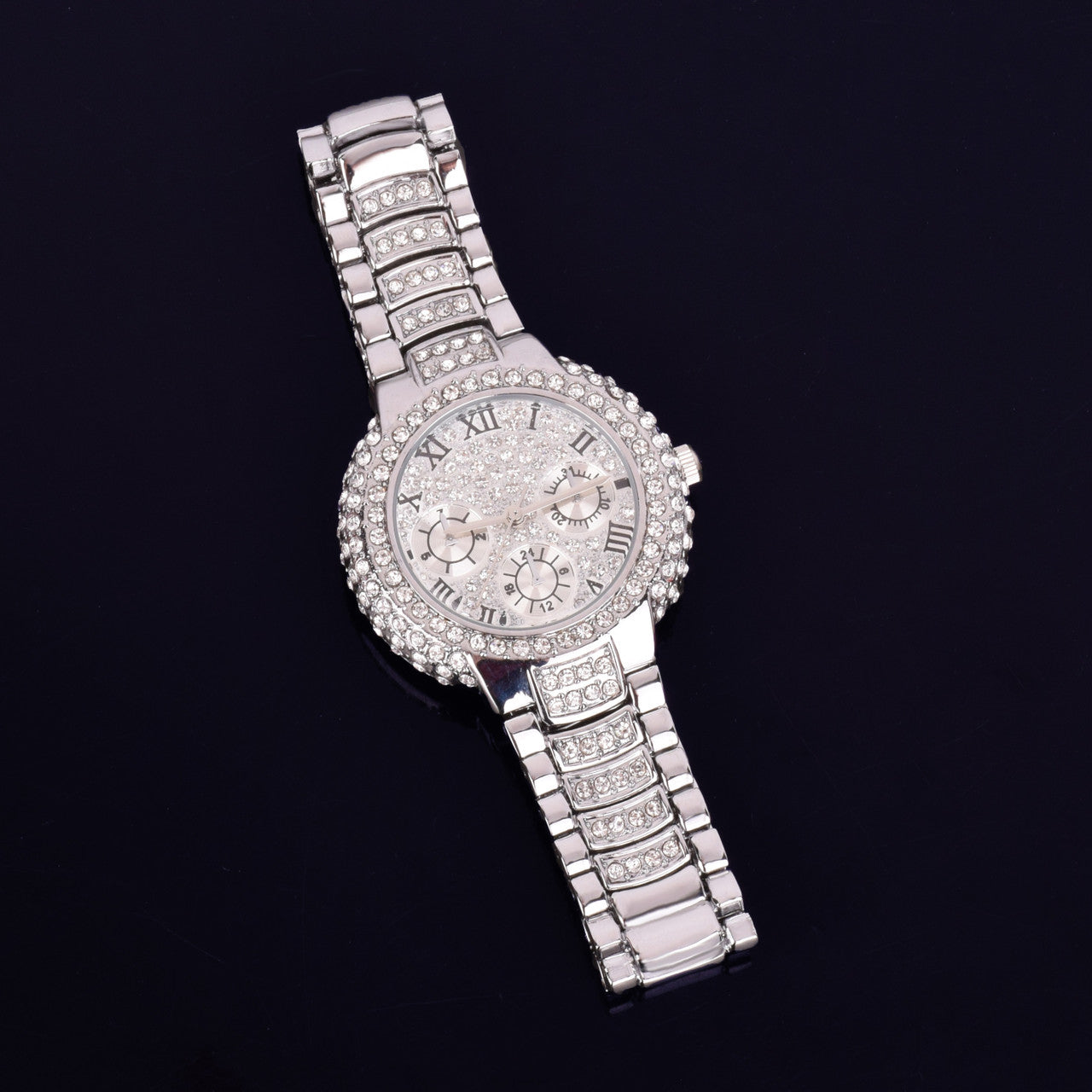 Ladies Small Dial Bling 14k Gold Stainless Steel Bezel Boss Lady Bling Wrist Watch