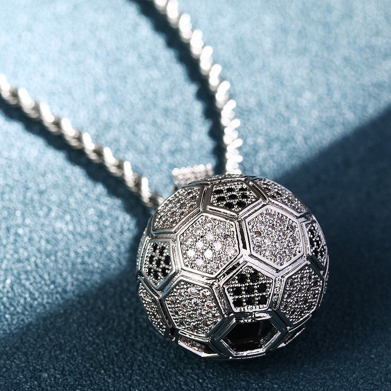 Flooded Ice Rose Silver Gold Soccer Football Hip Hop Iced Pendant Chain Necklace
