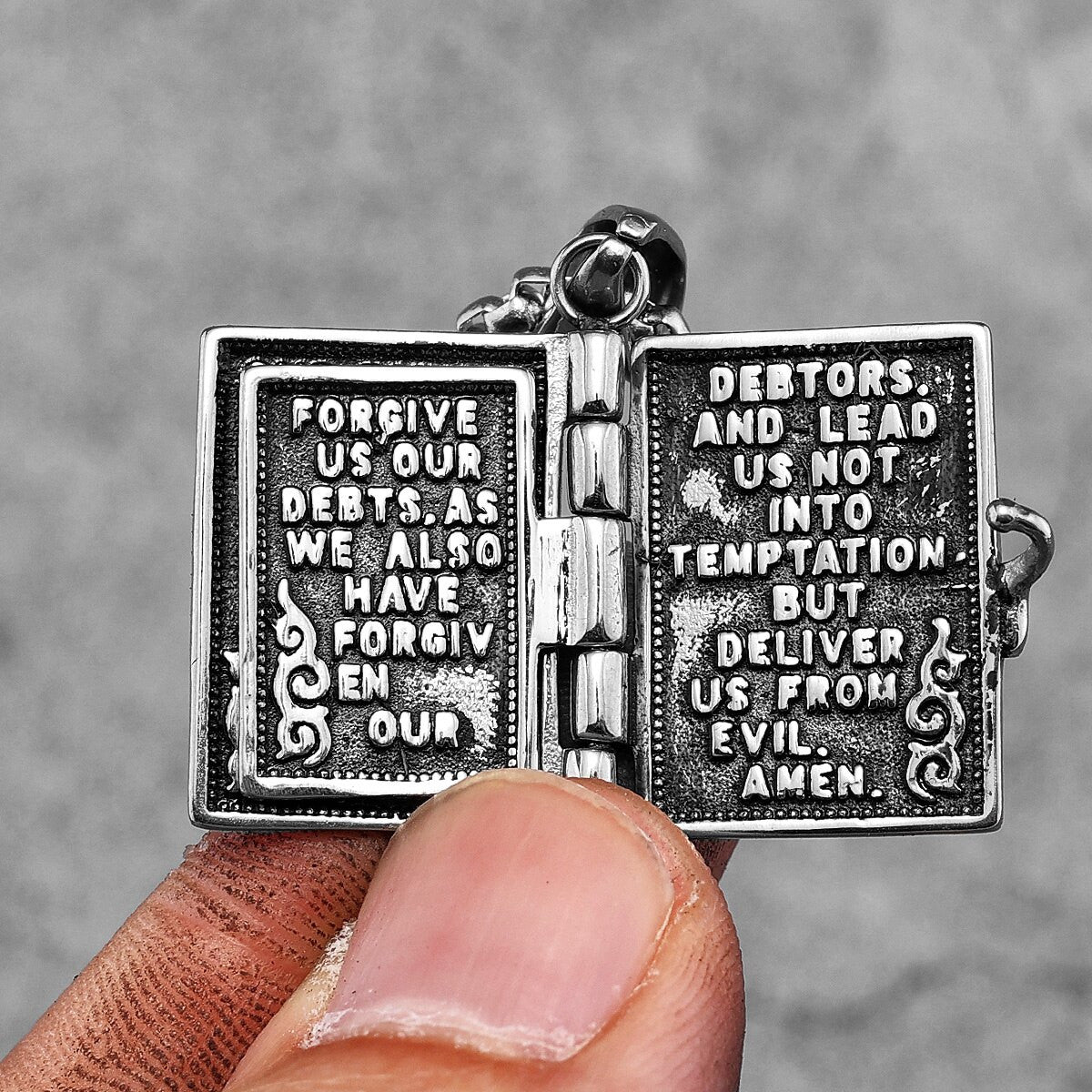 The Lords Prayer | Solid 316L Stainless Steel Opening Bible  Hip Hop Street Wear Pendant